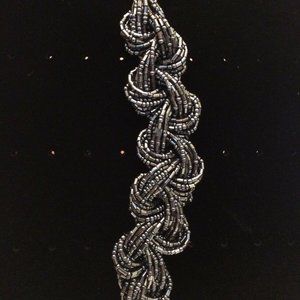 Beaded Braided Bracelet Modern Knot Style Grey A50